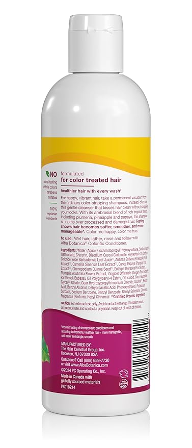 Alba Botanica Colorific Shampoo, Plumeria, 12 Oz (Packaging May Vary)