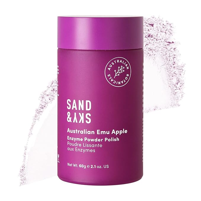 Sand & Sky Powder Exfoliator Enzyme Exfoliator Vitamin C Exfoliant - Australian Glow Berries Rice Polish Brightening Face Wash, Gentle Daily Exfoliant, Papaya Enzymes, Resveratrol