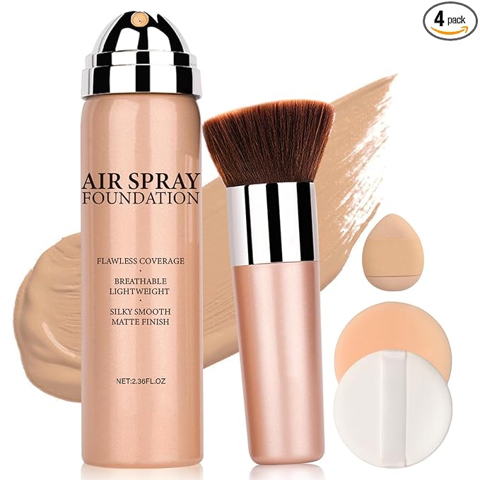 Airbrush Foundation Makeup Spray Full Coverage Foundation for Mature Skin,Long-lasting Airbrush Flawless Setting Spray,Waterproof Foundation for Smooth Radiant Skin (06 Light Medium)