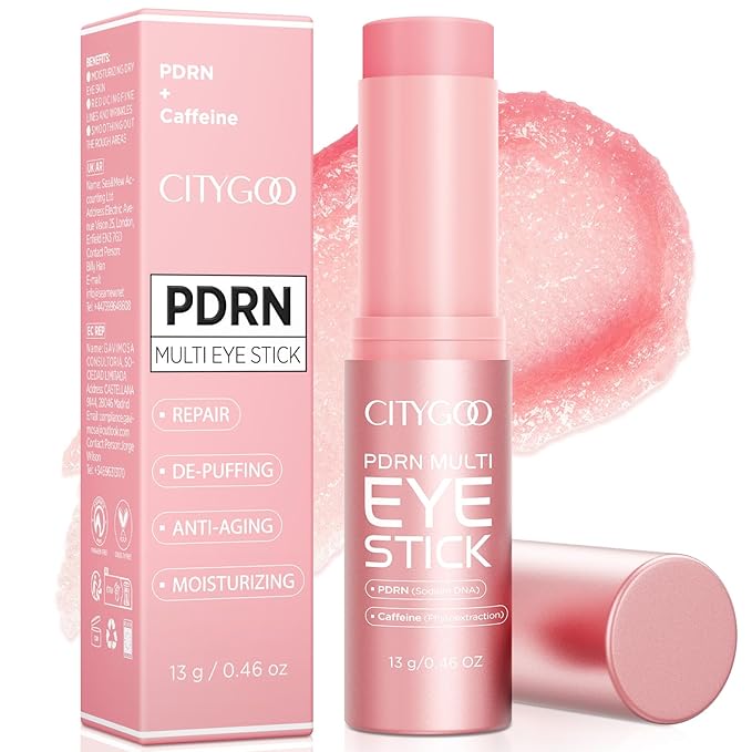 CITYGOO PDRN Volume Multi Balm: Caffeine & Volufiline Powered Stick for Dark Circles & Puffiness - Collagen Anti-Wrinkle & Hydrating Care for Eyes Face & Neck - Plumping & Firming 13g/0.46oz