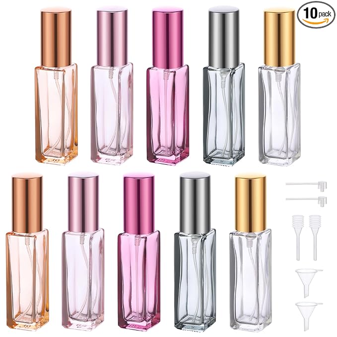 Segbeauty 10ml Mini Perfume Atomizer, 10 Pack Refillable Travel Size Bottles for Cologne, Empty Organizer Dispenser With Fine Mist Sprayer, Portable Leak-proof Bottle