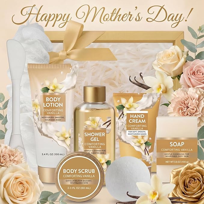Spa Luxetique Gifts for Women 8pcs Vanilla Bath and Body Works Gift Set for Women Self Care Spa Gift for Womens Birthday Gift for Womens Grandma Mom Sister Friend Mothers Day Gifts for Mom