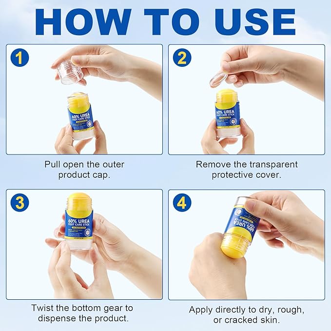 60% Urea Cream Stick with 2% Salicylic Acid, Maximum Strength Callus Remover for Dry Cracked Heels, Intensive Foot Cream for Dead Skin, Exfoliating Moisturizer for Hands, Knees, Elbows (1.4 oz)