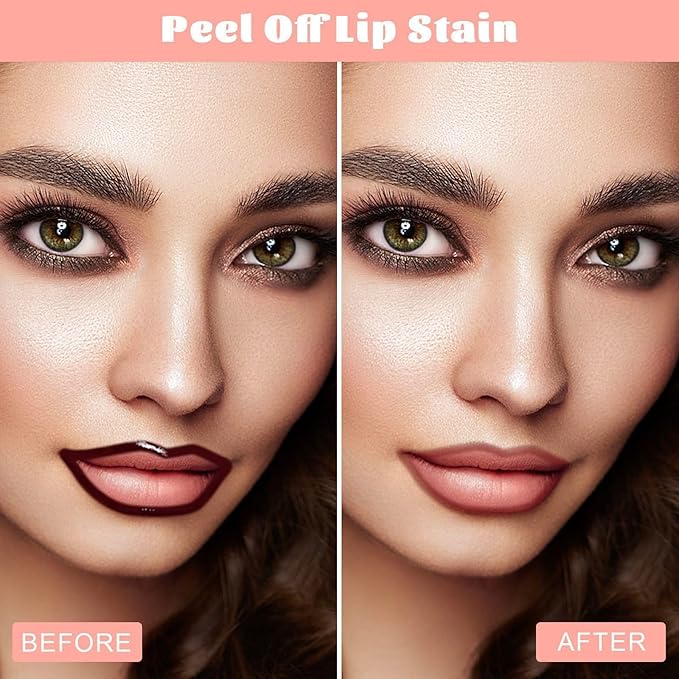 Lip Stain - Lip Liner Stain, Long Lasting Peel Off Lip Stain, Natural Matte Peel Off Lip Liner Stain, Waterproof, Transfer-proof, Easy to Use, Long Wear Lip Tattoo, Warm Gifts for Women (Coffee)