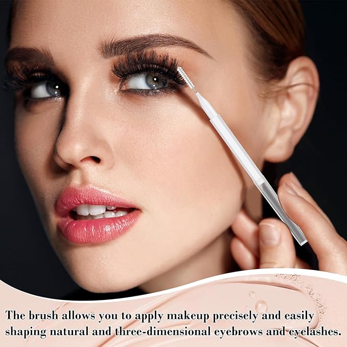 MAPVOLUT 120Pcs Micro Eyebrow Brush with Cap - Professional Makeup Kit for Brow Lamination, Eyelash Extensions & Beauty Salon Use - Multi-Purpose Eyebrow Tools for Home or Salon (Black, White)