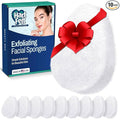 HartFelt [10 Pack] Regular Exfoliating Facial Sponge for Face - Daily Cleansing Scrubber - Buf Dirt Away with Puf Styled Reusable Face Pads for Removing Makeup, Dirt, and Dead Skin - Made in USA