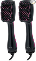 REVLON -Step Hair Dryer and Styler,All-in- Hair Brush Straightener for Salon-Quality Smooth & Straight Styles,Black,(Pack of 2)