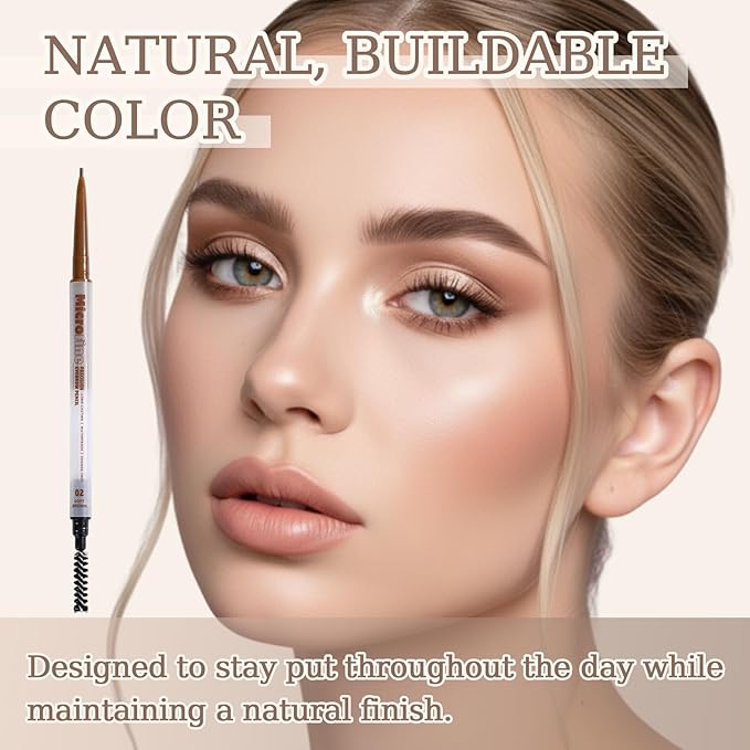 MicroFine Precision Brow Pencil, Ultra-Fine 1.2mm Tip, Buildable Natural Color, Smudge-Resistant Long-Wear, Vegan & Cruelty-Free Brow Definer (02 Soft Brown, 0.0016 oz/45mg（pack of 1）)