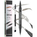 Microblading Eyebrow Pen, 2 in 1 Dual Ended Eyebrow Pencil, Curved Eyebrow Pencil with Micro-Fork-Tip & Precise Brush-Tip, Waterproof and Last All Day for Natural Hair-Like Brows (04#BLACK BROWN)