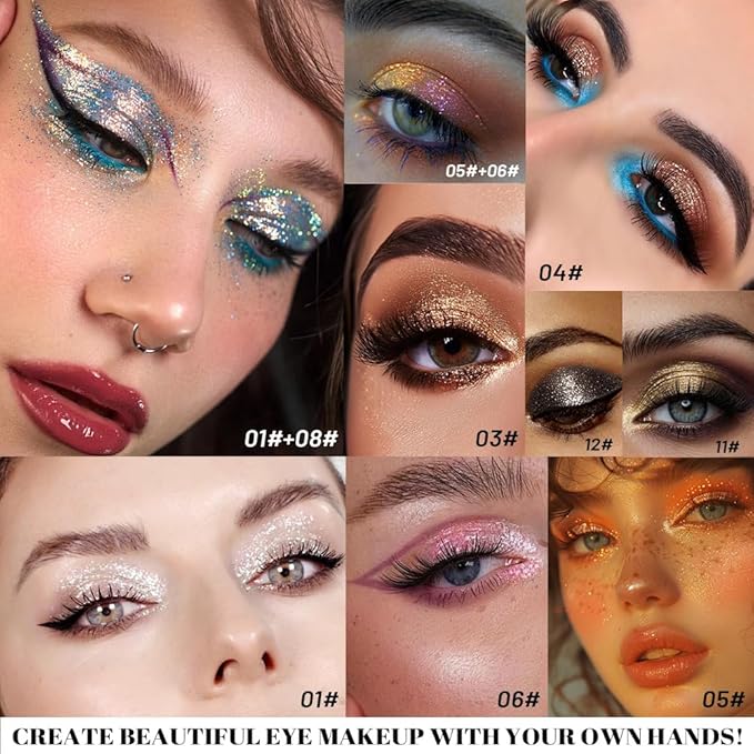 SUAKE Liquid Sparkling Glitter Eyeshadow Stick Pack - High Pigment Shimmer Metallic Eye Shadow, Long-Lasting, White Blue Black Gold Purple Bold Colors,Quicking-Dry (4#-Rose Gold, Pack of 1)