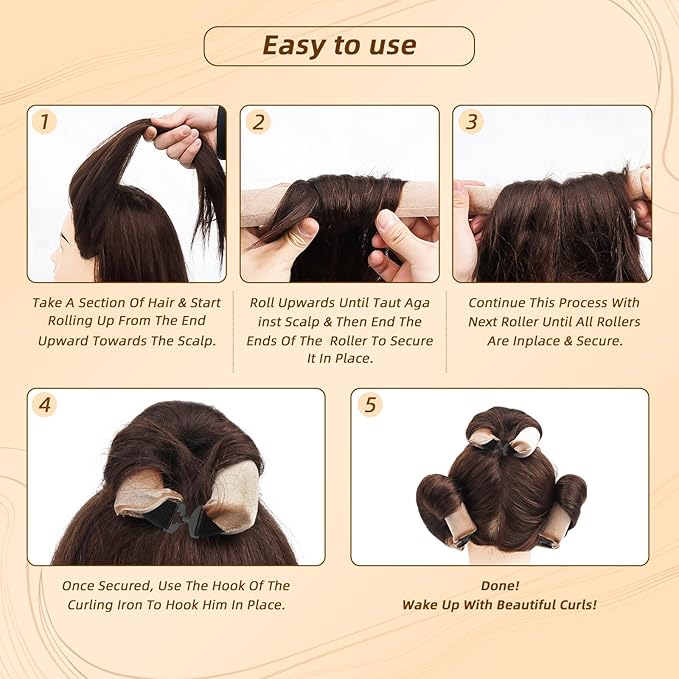 Overnight Heatless Hair Curler Blowout Rods Satin Flexi Rods for Heatless Overnight Jumbo Curls, No-Heat Styling Tools for All Hair Types, 3pcs Purple