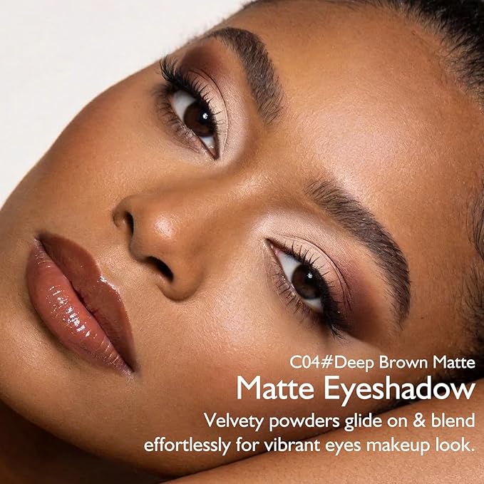 Deep Brown Eyeshadow Palette, Single Matte Eye Shadow Palette High Pigment Neutral Eyeshadow Compact Pressed Powder Primer Lightweight Blendable for Daily Natural Eye Makeup for Older Women