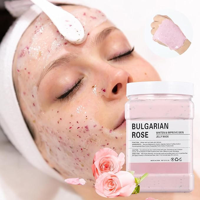 Jelly Masks for Facials Professional,Jelly Face Mask Skincare Hydrating,Jelly Masks Powder for Face Moisturizing,Smoothing,Deep Cleaning,Oil Contral,for All the Skin 23 Fl Oz(Bulgarian Rose)