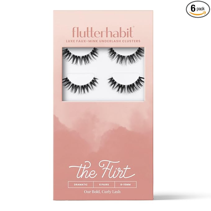 The Flirt (1.0) Natural Lashes, Natural Lash Clusters for Women, Salon Quality At Home Eyelashes Extension Kit, 6 Lash Sets, No Lash Glue Included