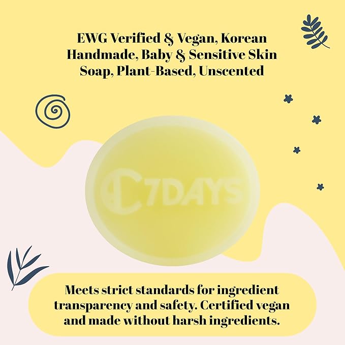 CDH7DAYS Relax Care Intensive Bubble Soap Bar 2-Pack, EWG Verified & Vegan Certified, Korean Handmade Baby & Kids Soap, Unscented Gentle Cleanser for Sensitive Skin, Plant-Based