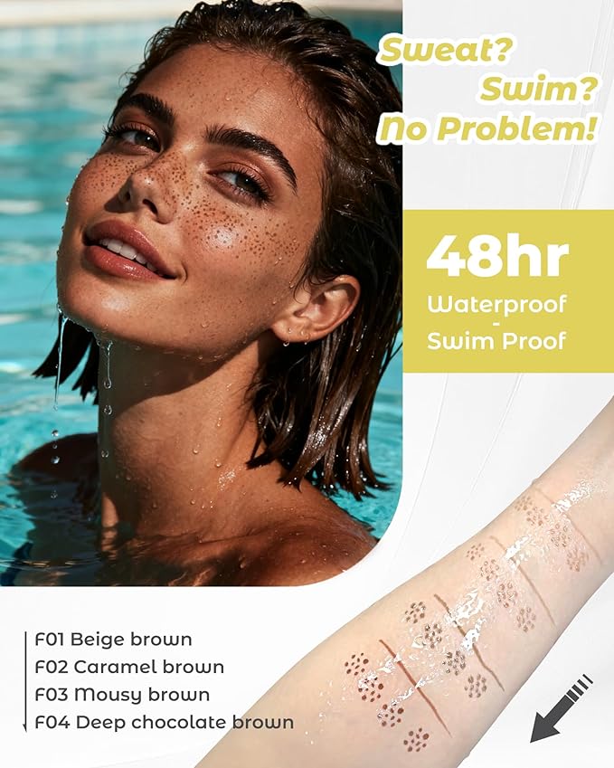 Upgrade Dual Ended 2-in-1 Faux Freckle Stamp Pen, Waterproof Fake Freckle Pen with Multi-Prong Freckles Stamp Head for Women to Easily Create Natural Long-Lasting Sunkissed Makeup