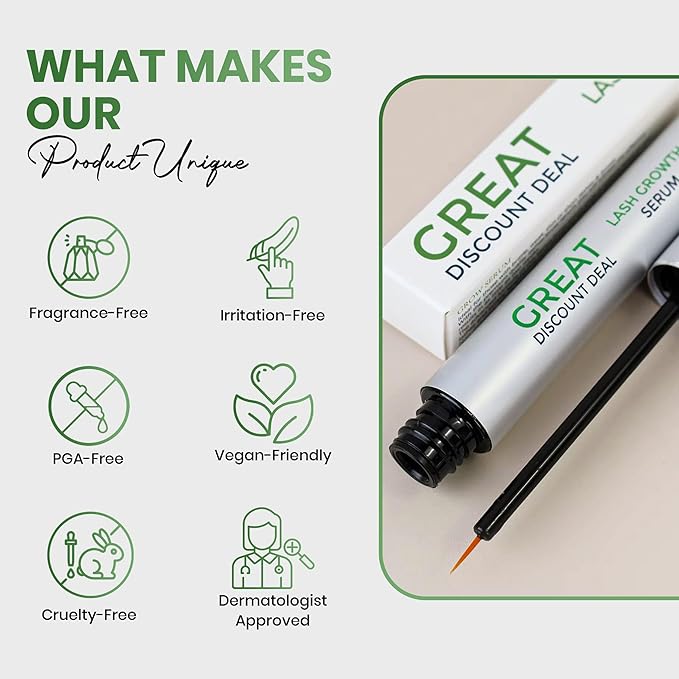 great discount deal Lash Growth Serum for Eyelashes and Brows Biotin, Peptides Ginseng and Hyaluronate Natural Eyelash Enhancer for Fuller, Longer Lashes Vegan 3ml