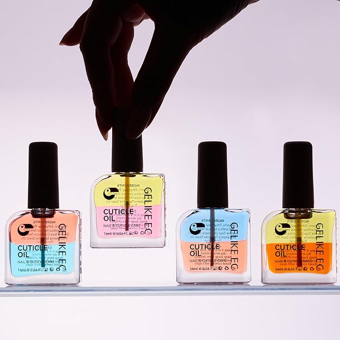 Gelike EC Nail Cuticle Oil - Lavender Scent Dual Color Nail Moisturizing With Jojoba Vitamin B & E for Nail Bed ＆ Damaged Nails Repair Treatment - Cuticle Cream for Nail Growth and Strength(16ml)