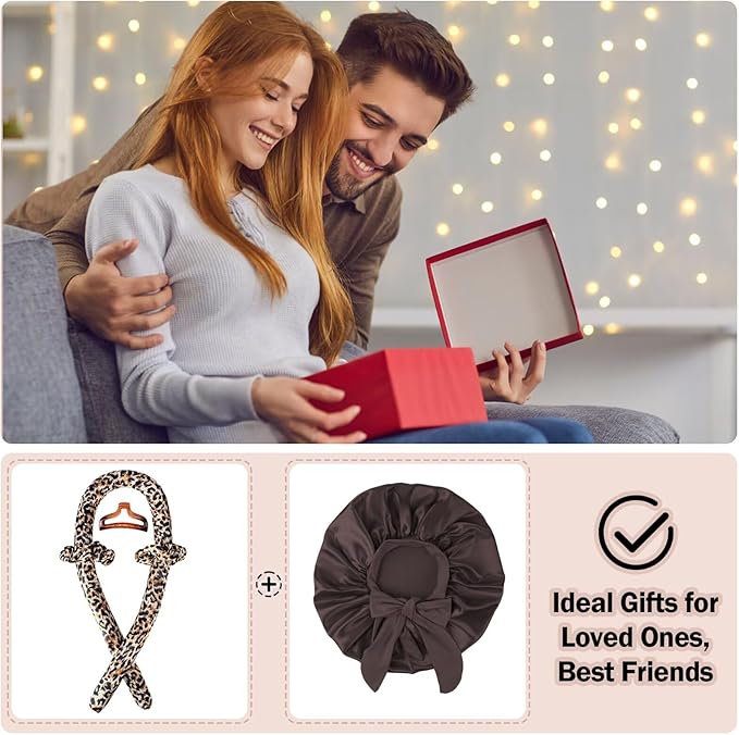 Heatless Hair Curler,Blowout Heatless Curls Overnight,No Heat Curling Rod Set with Satin Bonnet for Sleep in,5