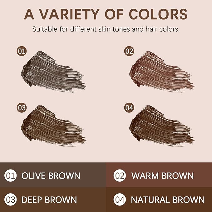 Brocharm Brow Gel Waterproof for Soft Ful Brows Eyebrow Tint Eye Brow Gel Smudge-Proof, Long Lasting Definition, Vegan & Cruelty Free (03 Dark Brown, 1 Count (Pack of 1))