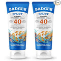 Badger Sport Mineral Sunscreen, Reef Safe, SPF 40, 98% Organic with Zinc Oxide, Water Resistant, Hawaii Reef Act 104 Compliant, Unscented & Hypoallergenic, For Sports & Adventures, 2.9 fl oz, 2-Pack