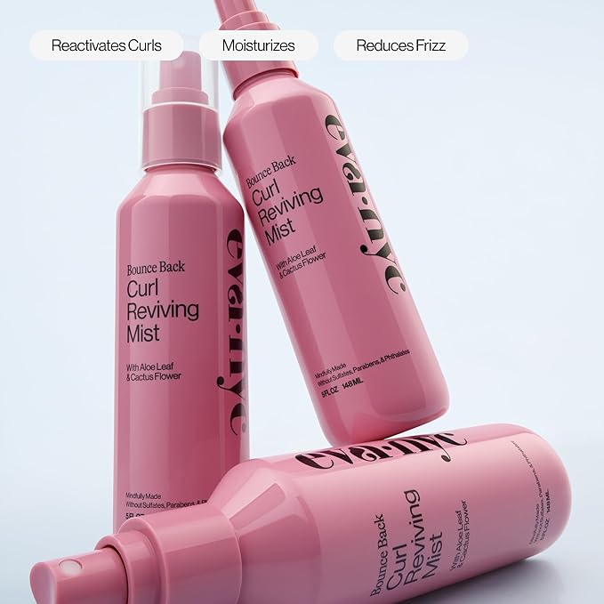 Eva NYC Lightweight Curl Reviving Mist - Anti-Frizz, Hydrate + Define Curls - Non-Sticky Dewy Spray to Revive Fallen Strands with Aloe Leaf + Cactus Flower - Sulfate Free - Melon Scent - 5 fl oz