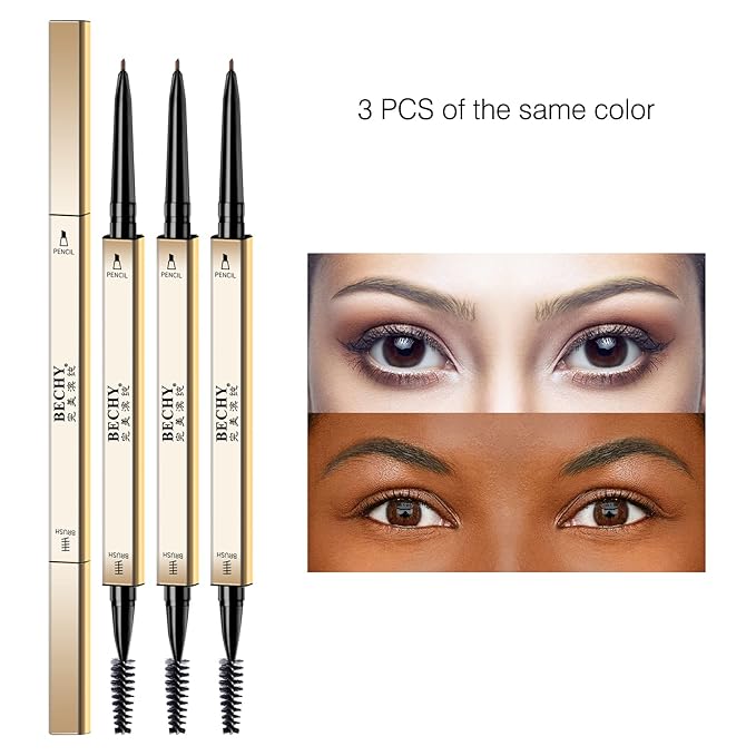 Eyebrow Pencil,3 PCS Waterproof Long-Lasting Microblading Ash Brown Brow Pencil,Natural Eyebrow Makeup Ultra Slim Defining Eyebrow Pencils for Women