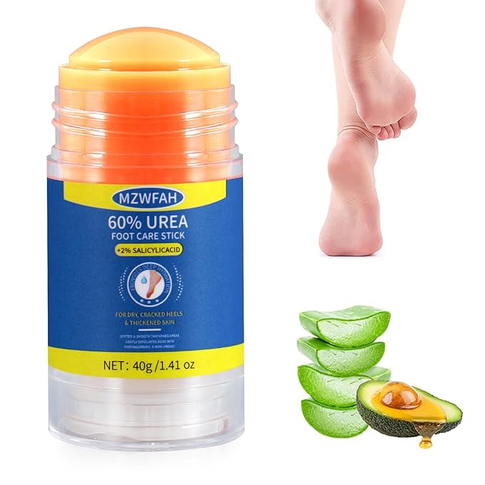 Urea Foot Cream 60% with Salicylic Acid 2%, Foot Care Stick for Cracked Heels, Callus Remover & Exfoliating Moisturizer for Dry Feet, Hands and Knees