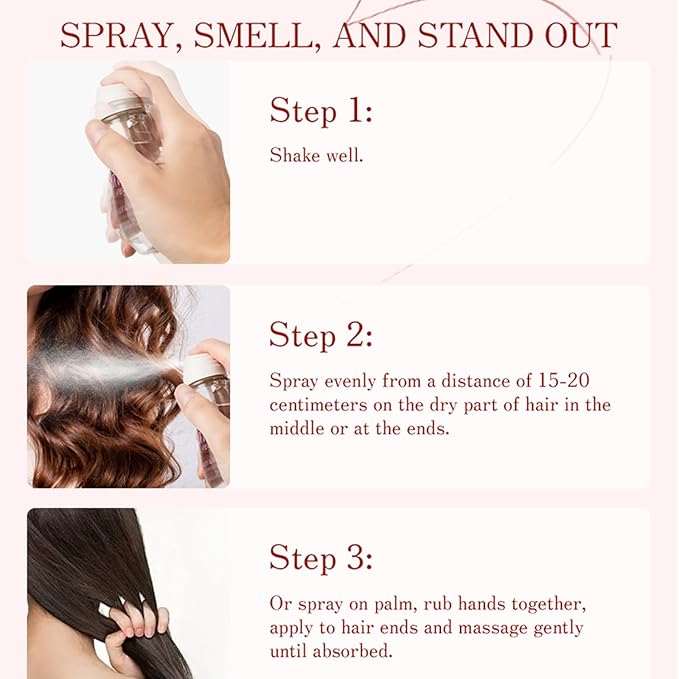 Hair Perfume,Honey & Rose Hair Perfume with Jojoba Oil & Argan Oil for Dry Damaged Hair,Nourish Hair and Shine,Reduce Split Ends and Fight Frizz,Hair Perfume for Women Long Lasting / 2.98 Fl.Oz