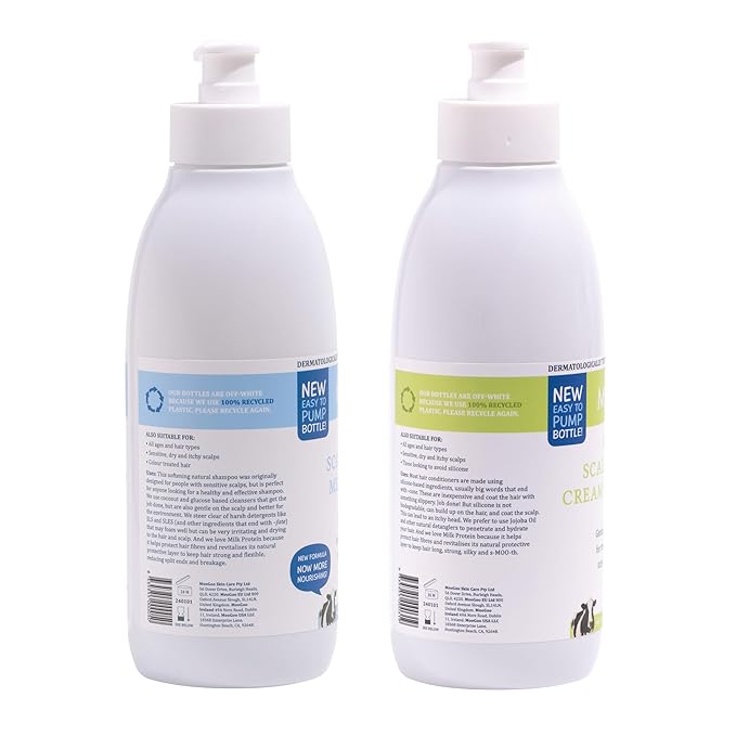 MooGoo Natural Milk Shampoo & Cream Conditioner Pack - For Itchy, Dry, Sensitive Scalps Prone to Eczema & Psoriasis – Sulphate-Free, Silicone-Free, Paraben-Free - 2x 16.9 fl oz