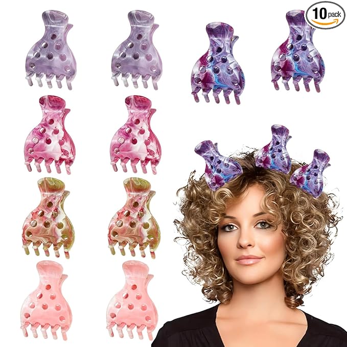 10 PCS Hair Volume Clip for Thick Hair, Root Clips for Curly Hair Volume,Purple Pink Claw Clips for Women Root Lifting for Curl