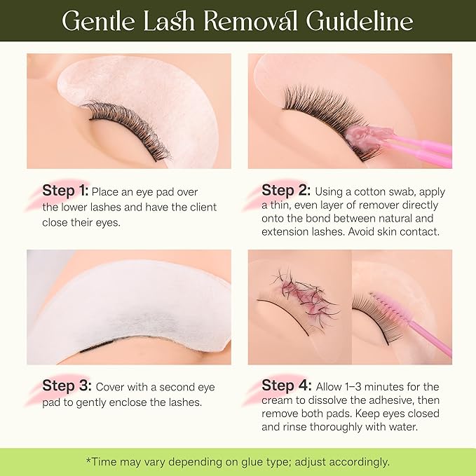 CALAILIS Lash Remover for Lash Extensions Low Irritation Eyelash Extension Remover for Sensitive Skin Quick Dissolves Lash Extension Remover Kit for Professional or Salon Use (10g, Rose)