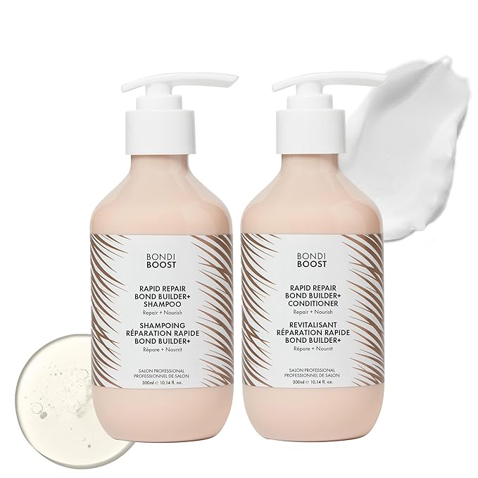 BONDIBOOST Rapid Repair Bond Builder Shampoo + Conditioner Set (10.14 fl oz each), Strengthening Formula for Restoring + Rebuilding Hair, Deep Conditioning Treatment