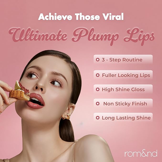 rom&nd Volume Hack Trio Glazed Plum Lip Set | Plumping, Hydrating K-Beauty Lip Kit for High-Shine, Irresistible Pouts