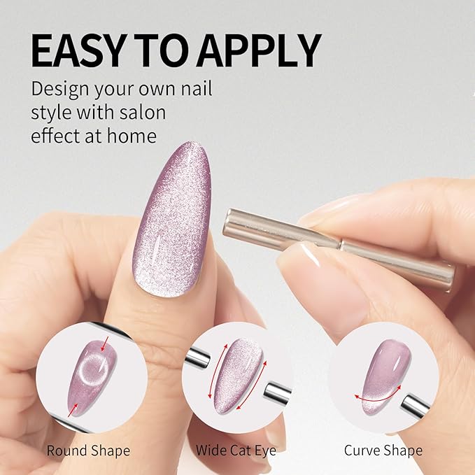 MAYCHAO 15ML Cat Eye Gel Nail Polish 1Pc Purple Gel Polish with Magnet Soak off Holographic Magnetic Nail Polish for Nail Art Manicure Salon DIY at Home, 0.5 OZ