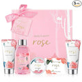 Bath and Body Gift Set for Women, Body & Earth 5 Pcs Rose Spa Gifts for Women, Self Care Kit, Lotion Set for Her, Birthday, Mothers Day Presents for Mom, Wife, girlfriend