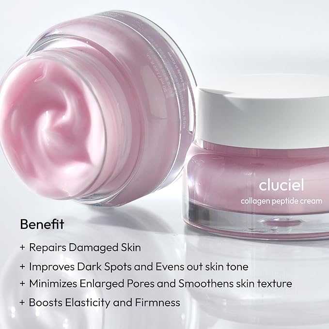 Collagen Peptide Cream, Daily All-in-one Moisturizer for Glass Skin, Dark Spot, Pore Care, 24h Glow & Clear Skin, Korean Vegan Skincare for All Skin Types, 1.69 fl.oz