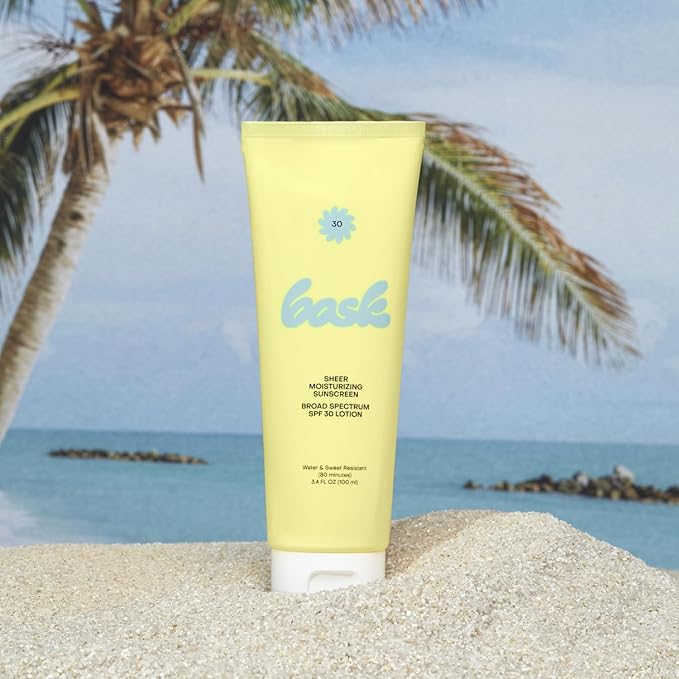Bask SPF 30 Sheer Moisturizing Sunscreen Lotion - Broad Spectrum UVA/UVB Protection, Dermatologist Recommended, Hydrating, Lightweight & Non-Greasy, Travel Size (Value Pack of 3)