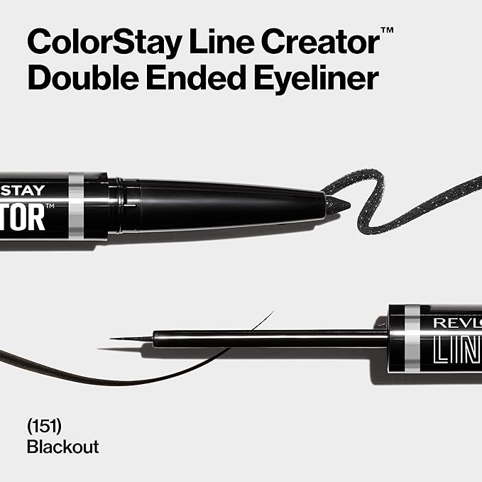 REVLON Liquid Eyeliner & Smoky Kohl Pencil, ColorStay Line Creator Eye Makeup, Waterproof & Transferproof, Blackout, 0.004 oz