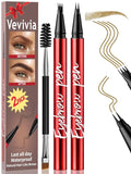 Vevivia 2 Pack Eyebrow Pen with Brush, 4 Tip&2 Tip Waterproof Eyebrow Pencils for Women, Microblading Eyebrow Pencils for All Brow Types to Create Hair-Like Brows, Non Dry Out, All-Day Wear,Brown