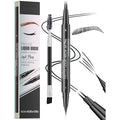 Microblading Eyebrow Pen, 2 in 1 Dual Ended Eyebrow Pencil, Curved Eyebrow Pencil with Micro-Fork-Tip & Precise Brush-Tip, Waterproof and Last All Day for Natural Hair-Like Brows (05#BLACK)