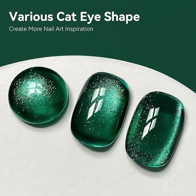 MAYCHAO 15ML Cat Eye Gel Nail Polish 1Pc Green Gel Polish Soak off Holographic Magnetic Nail Polish for Nail Art Manicure Salon DIY at Home, 0.5 OZ