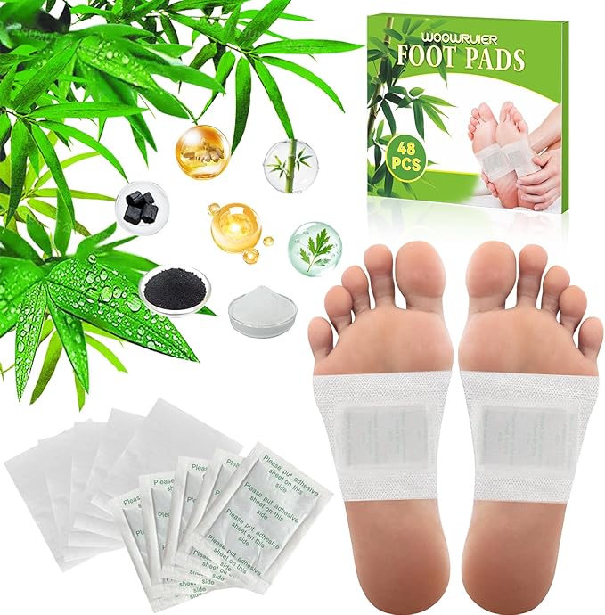 48 Packs Wormwood Foot Pads to Feel Better, Relieve Stress & Sleep Better, Suitable for Home or Travel Use