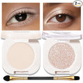 Matte Glitter Eyeshadow Palette 2 PCS, Pear White Eye Shadow Palettes Shimmer Nude Eyeshadow for Older Women, Smooth Powder Lightweight Blendable High Pigment Compact Daily Eyes Makeup, Set E
