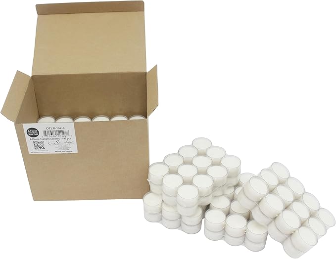 Stonebriar 192 Count White Unscented 6 to 7 Hour Extended Burn Time Clear Cup Tea Light Candles (Pack of 2)