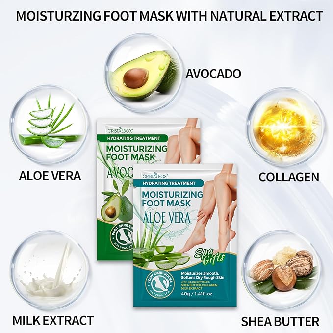 3 Pcs Foot Peeling Mask & 5 pcs Moisturizing Foot Mask ,Exfoliator Peel Off Calluses Dead Skin Callus Remover, Dry Skin Moisturizer for Soft Smooth Touch Feet,Foot Care Spa Peeling Gifts for Women Men