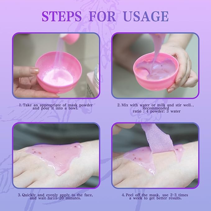 Jelly Mask Powder for Facials,Lavender Jelly Mask Powder Hydrating, Brightening & Nourishing Face Mask Skin Care,Peel Off Jelly Masks for DIY Spa 23 Fl Oz