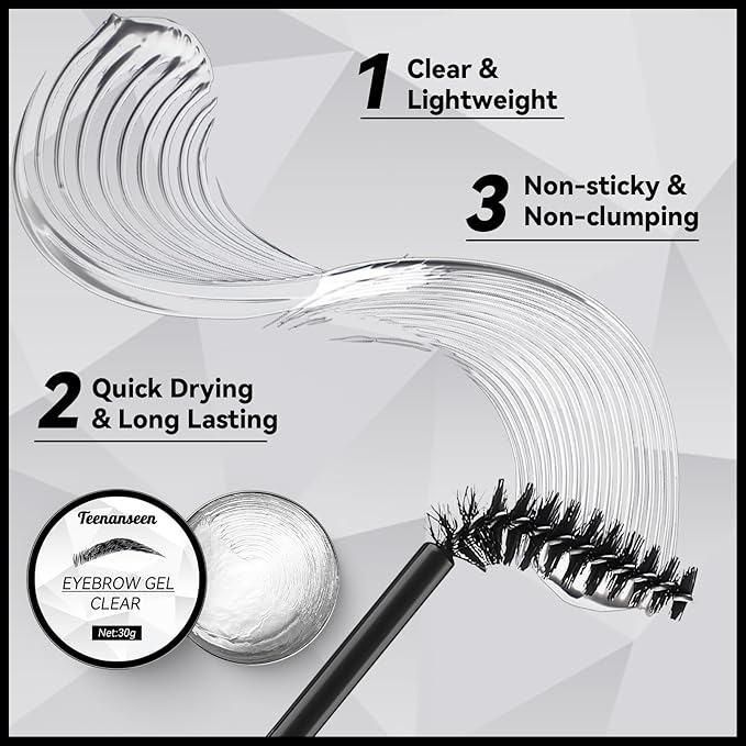 Eyebrow Gel, Long-Lasting Brow Gel for Styling and Sculpting, Waterproof Eyebrow Wax Kit For Holding Brows In Place, Clear Brow Gel Without Residue, Eyebrow Glue for 3D Brow Freeze 1 Pack