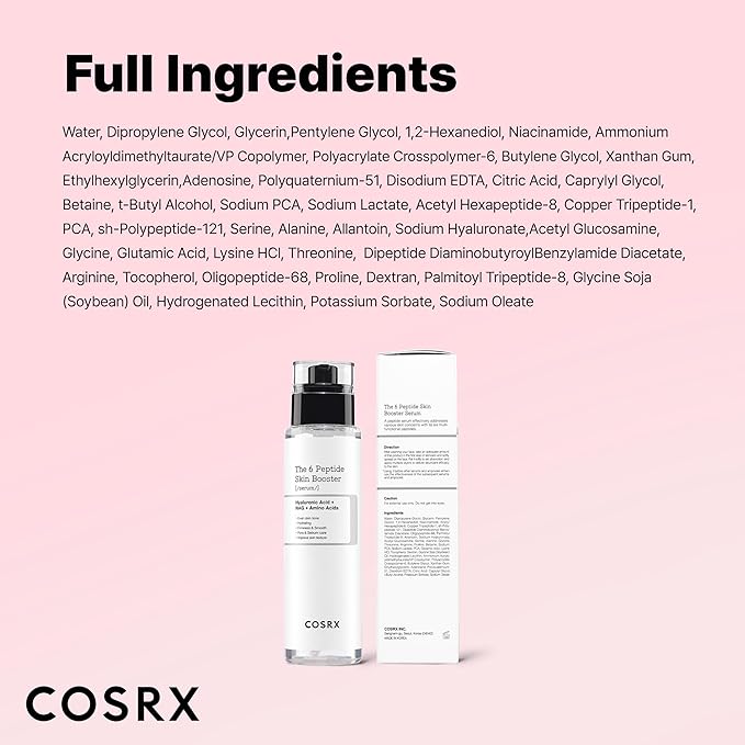 COSRX 6X Peptide Collagen Skin Booster Toner Serum for Dull & Uneven Skin, Preps Skin with Copper Peptides, GHK-Cu, Skin Renewal Boosting Facial Essence, Korean Skin Care, 5.07 oz