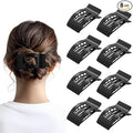8 Pack French Flat Hair Clips for Women – Large Matte No-Slip Claw Barrettes for Thick & Thin Hair, Strong Hold Styling Accessories (Glossy Black)